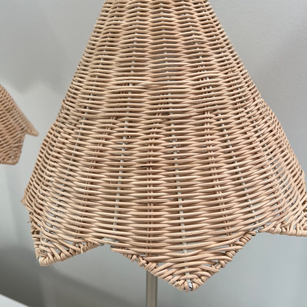 Pair of Lillian August Wicker Lamps - Picture 3 of 4